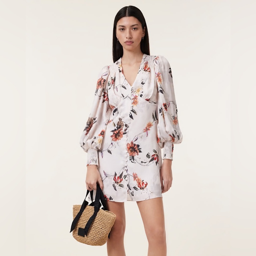 ALLSAINTS  Auden Sanibel Floral Jacquard Dress - Unity Ecru White, US 8, $269